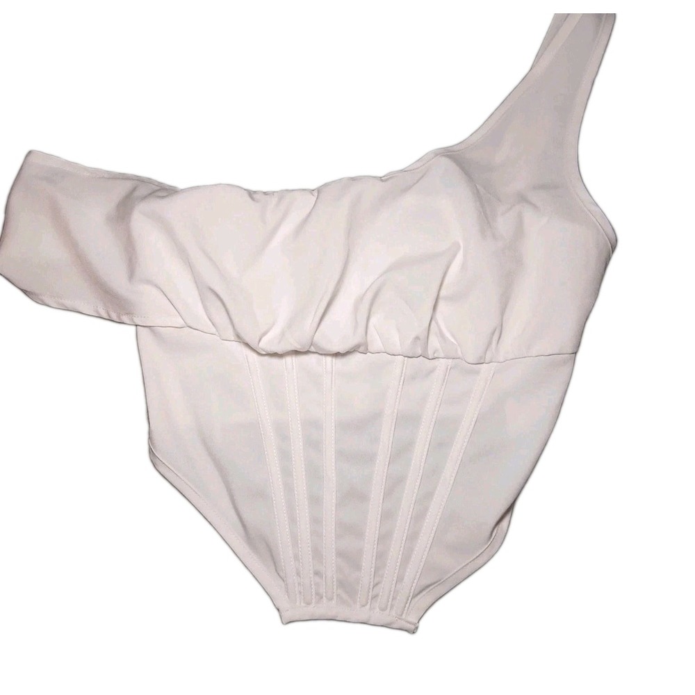 White Fox Womens XS White Bustier Corset Top Hook Eye Zip Bridal Going Out - Picture 2 of 9